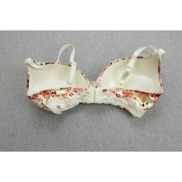 Ambrielle Bra 34C Push Up Padded Underwire Strap Floral Satin Lace - Picture 2 of 10